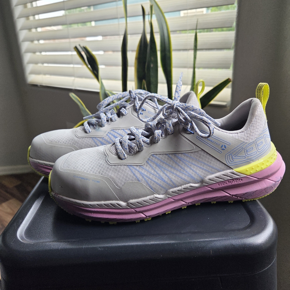 KEEN Women's White and Purple Steel Toe Work Shoe